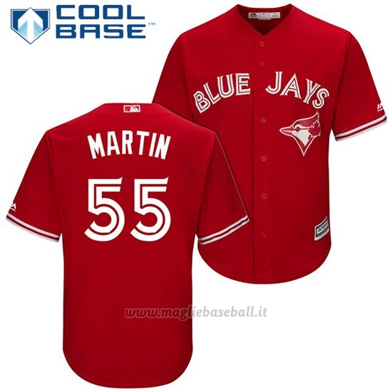 Maglia Baseball Uomo Toronto Blue Jays 55 Russell Martin Scarlet2017 Cool Base
